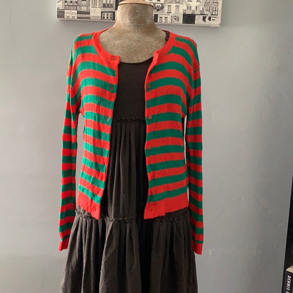 Sweaters - Small red/green striped light sweater from Spain.